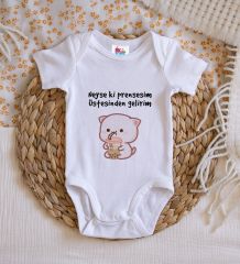 BK Kids Prensesim Üstesinden Gelirim Tasarımlı Beyaz Bebek Body Zıbın-1