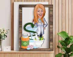 BK Gift Kişiye Özel Kadın Eczacı Karikatürlü 3D Ahşap Tablo, Sevgiliye Hediye, Arkadaşa Hediye, Yıl Dönümü Hediyesi, Doğum Günü Hediyesi-2