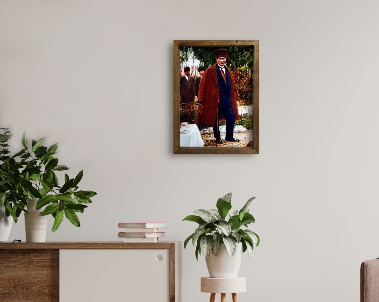 BK Home Atatürk Tasarımlı Doğal Masif Ahşap Çerçeveli Tablo 45x65cm-26