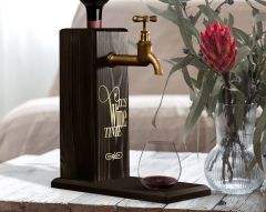 BK Gift Aynalı Altın Kabartma Musluklu Doğal Siyah(Ebony) Ahşap Şarap Standı, Home Bar, İçecek Dispenseri, Ahşap İçecek Çeşmesi-12