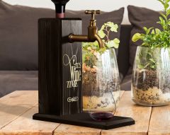 BK Gift Aynalı Altın Kabartma Musluklu Doğal Siyah(Ebony) Ahşap Şarap Standı, Home Bar, İçecek Dispenseri, Ahşap İçecek Çeşmesi-12