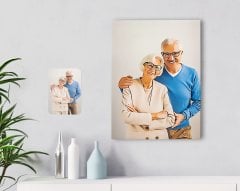 Kişiye Özel Tam Boy Büyükanne ve Büyükbaba Karikatürlü Kanvas Tablo 30x50cm-1
