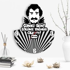 Çölüme Yağmur Oldun Tasarımlı Dekoratif Ahşap Duvar Saati - 2