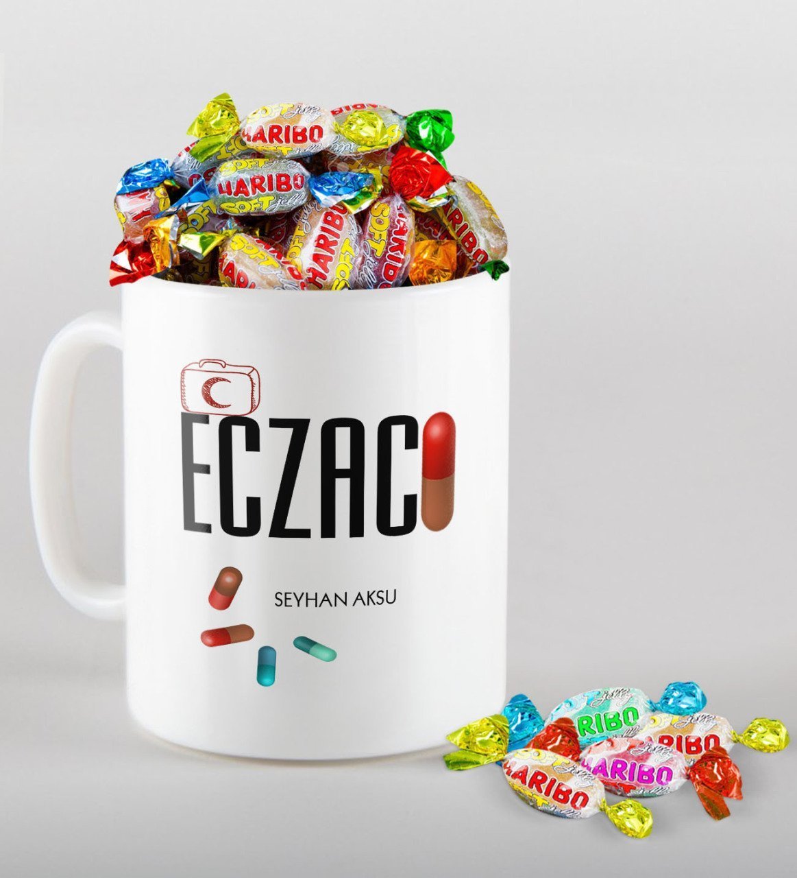 Kişiye Özel Eczacı Kupa ve Haribo Şeker Hediye Seti-3