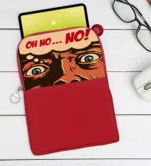 BK Gift Pop Art Tasarımlı Taşınabilir Koruyucu Tablet Kılıfı & Organizer Çanta - Kırmızı-10
