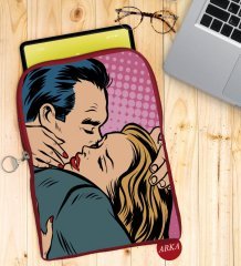 BK Gift Pop Art Tasarımlı Taşınabilir Koruyucu Tablet Kılıfı & Organizer Çanta - Kırmızı-10