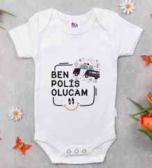 BK Kids Polis Olucam Tasarımlı Beyaz Bebek Body Zıbın-1