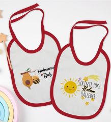 BK Kids Hala Tasarımlı 2’li Kırmızı Mama Önlüğü-1