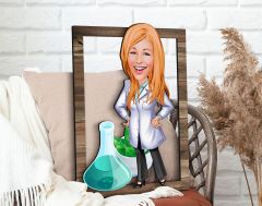 BK Gift Kişiye Özel Kadın Eczacı Karikatürlü 3D Ahşap Tablo, Sevgiliye Hediye, Arkadaşa Hediye, Yıl Dönümü Hediyesi, Doğum Günü Hediyesi-1