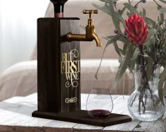 BK Gift Aynalı Altın Kabartma Musluklu Doğal Siyah(Ebony) Ahşap Şarap Standı, Home Bar, İçecek Dispenseri, Ahşap İçecek Çeşmesi-11