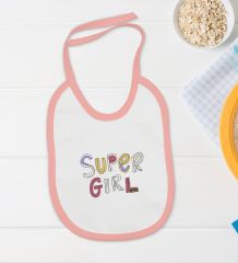 BK Kids Super Girl Tasarımlı Pembe Bebek Body Zıbın ve Mama Önlüğü Hediye Seti-1