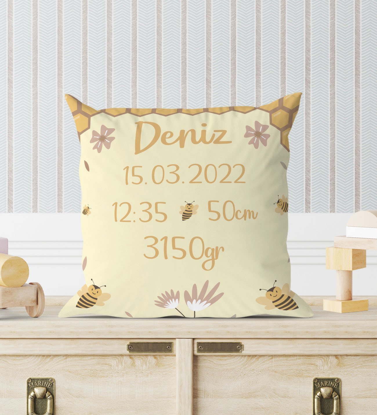 BK Gift Yeni Doğan Bebek Doğum Panosu Yastık - Model 6