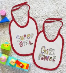 BK Kids Girl Tasarımlı 2’li Kırmızı Mama Önlüğü-1