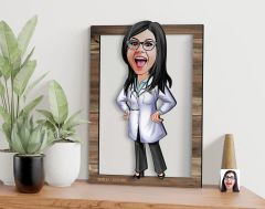 BK Gift Kişiye Özel Kadın Doktor Karikatürlü 3D Ahşap Tablo, Sevgiliye Hediye, Arkadaşa Hediye, Yıl Dönümü Hediyesi, Doğum Günü Hediyesi-1