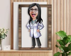 BK Gift Kişiye Özel Kadın Doktor Karikatürlü 3D Ahşap Tablo, Sevgiliye Hediye, Arkadaşa Hediye, Yıl Dönümü Hediyesi, Doğum Günü Hediyesi-1