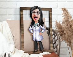 BK Gift Kişiye Özel Kadın Doktor Karikatürlü 3D Ahşap Tablo, Sevgiliye Hediye, Arkadaşa Hediye, Yıl Dönümü Hediyesi, Doğum Günü Hediyesi-1