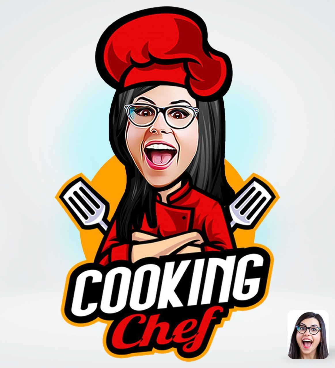 Kişiye Özel Kadın Chef Tasarımlı Dijital Karikatür-11
