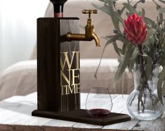 BK Gift Aynalı Altın Kabartma Musluklu Doğal Siyah(Ebony) Ahşap Şarap Standı, Home Bar, İçecek Dispenseri, Ahşap İçecek Çeşmesi-10