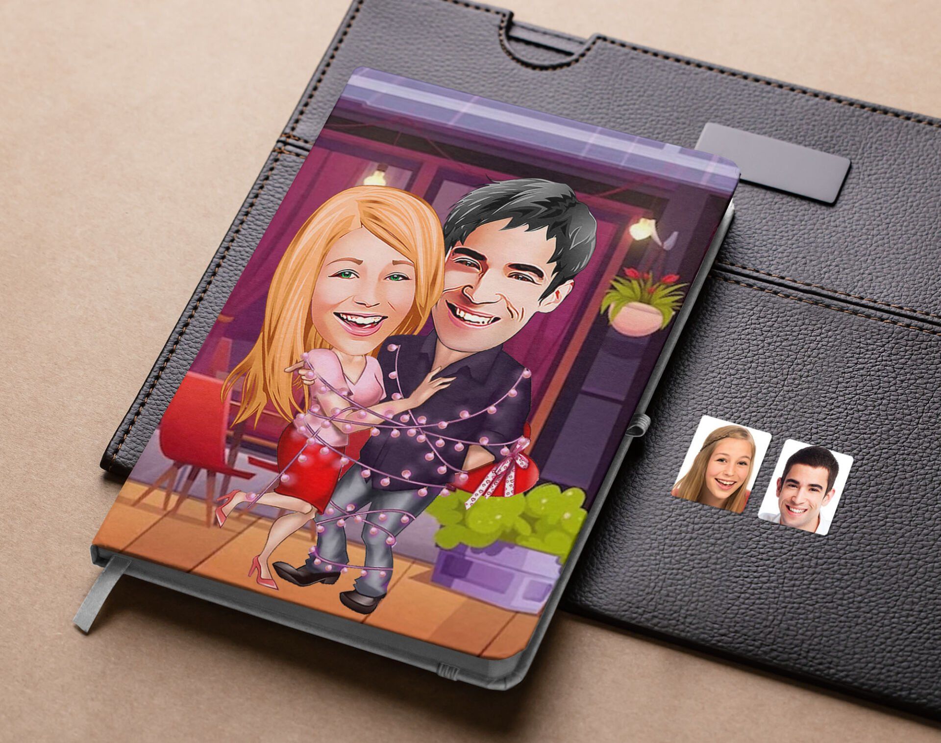 Bk Gift Kişiye Özel Sevgililer Karikatürlü Beyaz Defter-2 , Arkadaşa Hediye , Sevgiliye Hediye