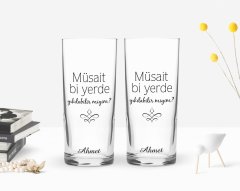 Kişiye Özel Renkli Baskılı Müsait Bi Yerde Tasarımlı İkili Rakı Bardağı Seti-1
