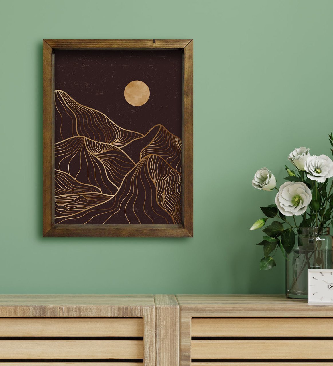 BK Gift Otel Odası Konseptli Doğal Masif Ahşap Çerçeveli Tablo 30x40cm-112