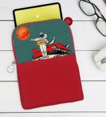 BK Gift Pop Art Tasarımlı Taşınabilir Koruyucu Tablet Kılıfı & Organizer Çanta - Kırmızı-8