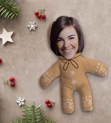 BK Gift Kişiye Özel Fotoğraflı Kurabiye Adam Kostümlü Kadın Bebek Yastık-5