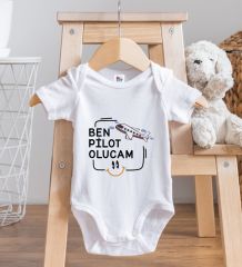 BK Kids Pilot Olucam Tasarımlı Beyaz Bebek Body Zıbın-1