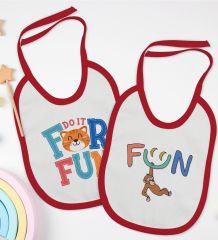 BK Kids Fun Tasarımlı 2’li Kırmızı Mama Önlüğü-1