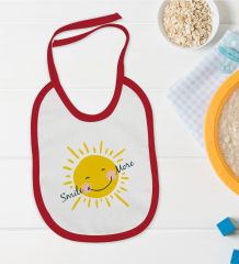 BK Kids Smile More Tasarımlı Kırmızı Bebek Mama Önlüğü-1