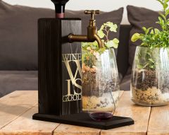 BK Gift Aynalı Altın Kabartma Musluklu Doğal Siyah(Ebony) Ahşap Şarap Standı, Home Bar, İçecek Dispenseri, Ahşap İçecek Çeşmesi-9