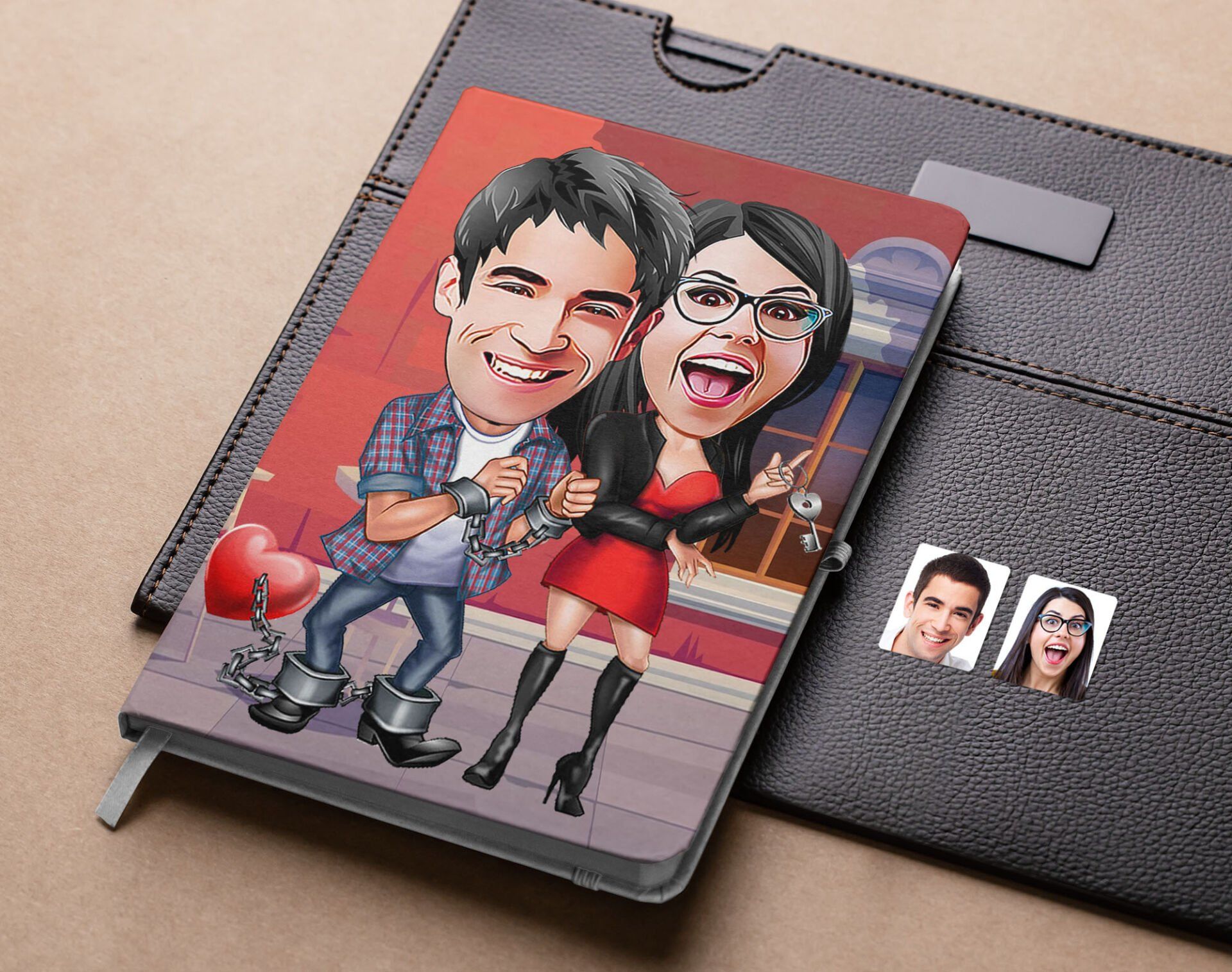 Bk Gift Kişiye Özel Sevgililer Karikatürlü Beyaz Defter-1 , Arkadaşa Hediye , Sevgiliye Hediye