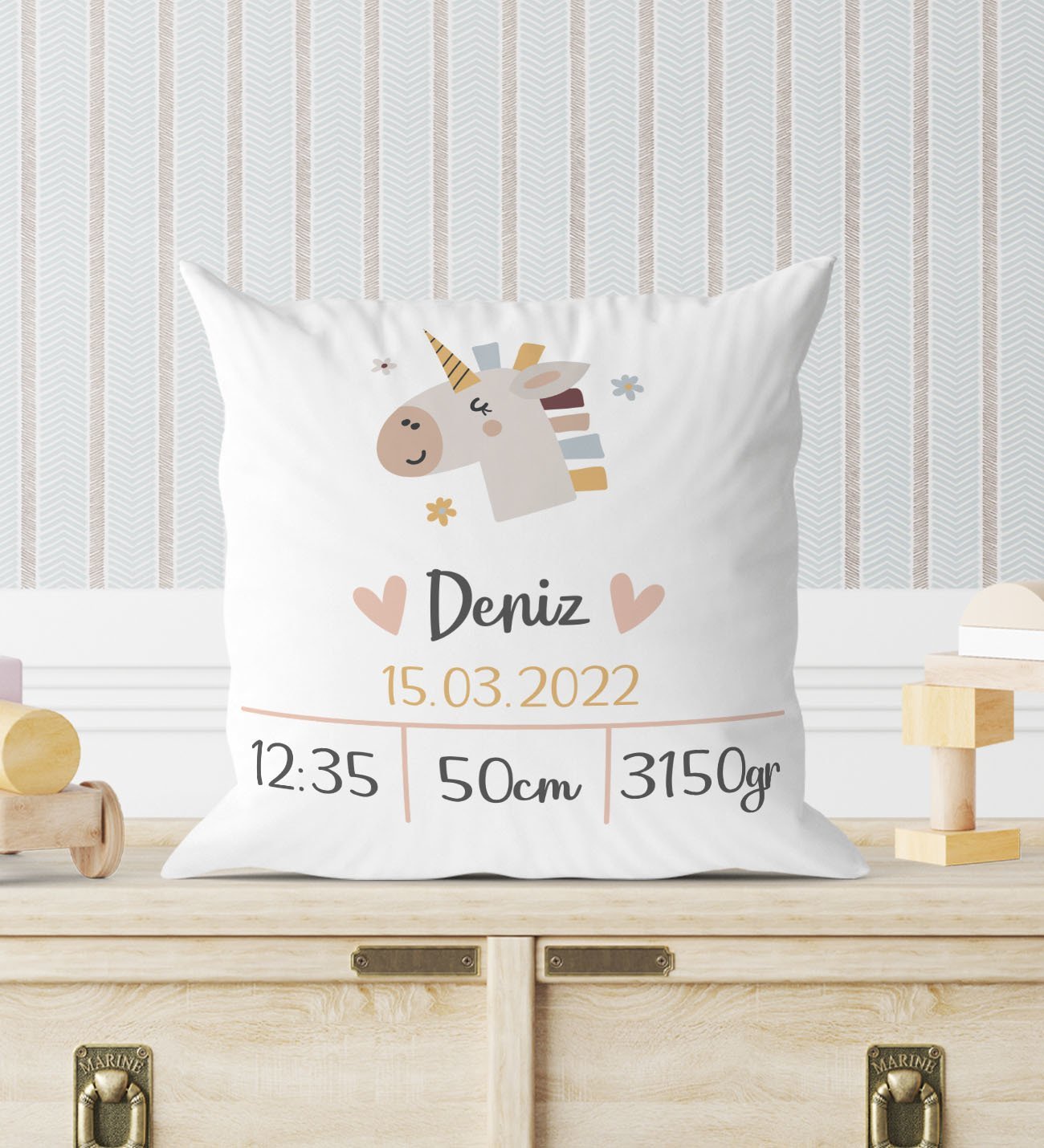 BK Gift Yeni Doğan Bebek Doğum Panosu Yastık - Model 4