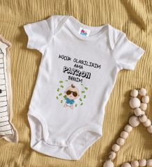 BK Kids Patron Benim Tasarımlı Beyaz Bebek Body Zıbın-1