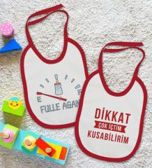 BK Kids Fulle Aganı ve Kusabilirim Tasarımlı 2’li Kırmızı Mama Önlüğü-1