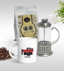 Kişiye Özel Mimar Baba Tasarımlı Kupa & French Press & 250gr Filtre Kahve Hediye Seti-1