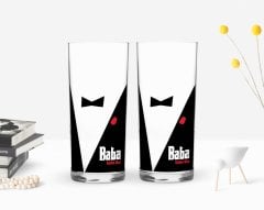 Kişiye Özel Renkli Baskılı Godfather Baba Tasarımlı İkili Rakı Bardağı Seti-10