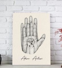 BK Gift Kişiye Özel El Ele Tutuşan Aile Tasarımlı Siyah Beyaz Kanvas Tablo-6 20x30, Anneye Hediye, Aile Hediyesi