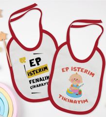 BK Kids Ep İsterim Tasarımlı 2’li Kırmızı Mama Önlüğü-2