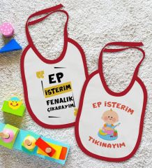 BK Kids Ep İsterim Tasarımlı 2’li Kırmızı Mama Önlüğü-2