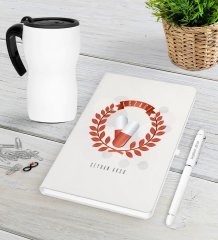 Kişiye Özel Eczacı Beyaz Defter Kalem Termos Mug Seti-9