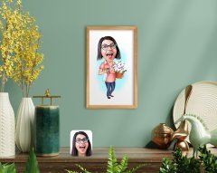 BK Home Ev Hanımı Anne Karikatürlü El Yapımı Ahşap Çerçeveli Tablo-2