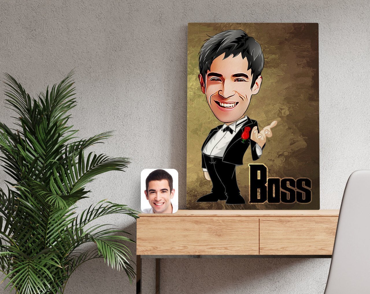 Kişiye Özel Boss Karikatürlü Kanvas Tablo 50x70cm-1