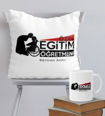 Kişiye Özel Özel Eğitim Öğretmeni Temalı Yastık Kupa Seti - 1