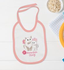 BK Kids Annesinin Çiçeği Tasarımlı Pembe Bebek Body Zıbın ve Mama Önlüğü Hediye Seti-1