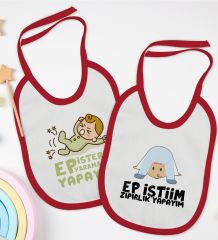BK Kids Ep İsterim Tasarımlı 2’li Kırmızı Mama Önlüğü-1