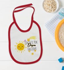 BK Kids Sıkıntı Yok Dayım Halleder Tasarımlı Kırmızı Bebek Mama Önlüğü-1