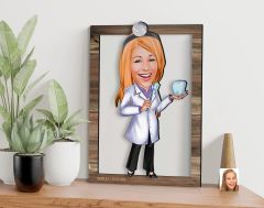 BK Gift Kişiye Özel Kadın Diş Hekimi Karikatürlü 3D Ahşap Tablo, Sevgiliye Hediye, Arkadaşa Hediye, Yıl Dönümü Hediyesi, Doğum Günü Hediyesi-1