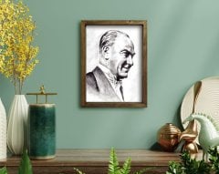 BK Home Atatürk Tasarımlı Doğal Masif Ahşap Çerçeveli Tablo 45x65cm-20