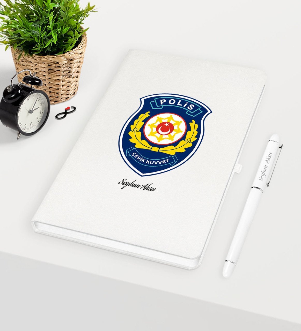 Kişiye Özel Polis Çevik Kuvvet Temalı Beyaz Defter Kalem Seti